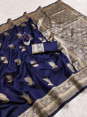 TARTAM Applique Banarasi Jacquard Saree(Blue)