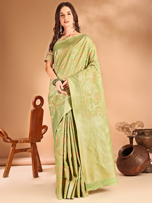 ANOUK Woven Mysore Chanderi Saree(Green)