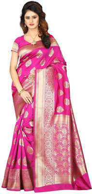 K SALIYA ENTERPRISE Geometric Print Kanjivaram Tussar Silk Saree(Pink)