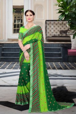 maayro Floral Print Daily Wear Georgette Saree(Light Green)