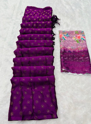 Tradivibe Embroidered Bollywood Chiffon Saree(Maroon)