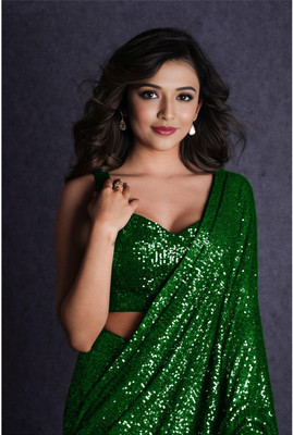 Anjani Textile Embellished Bollywood Georgette Saree(Green)