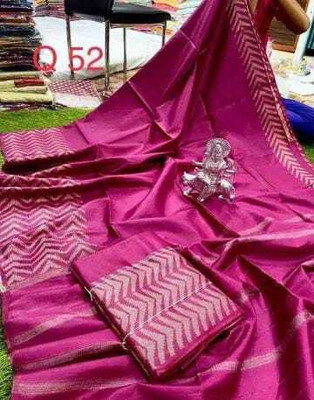 A R HANDLOOM Solid/Plain Handloom Cotton Silk Saree(Purple)