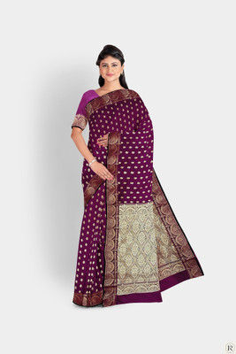 Dulhan Collection Woven Banarasi Silk Blend Saree(Magenta)