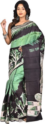 Ramshyam Collection Hand Painted Hand Batik Pure Silk Saree(Multicolor)
