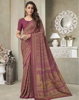 Samah Paisley, Floral Print, Geometric Print Daily Wear Silk Blend, Crepe Saree(Purple)