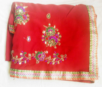AARTI SAREES Embellished Bollywood Chiffon Saree(Red)