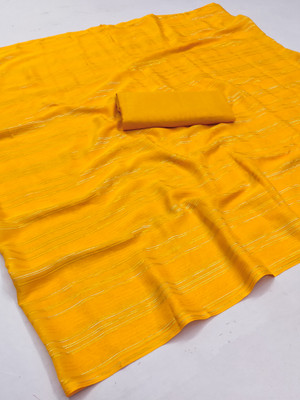 Anand Sarees Embellished Daily Wear Satin Saree(Yellow)