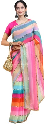 SHOBHTESH Striped Maheshwari Georgette Saree(Multicolor)