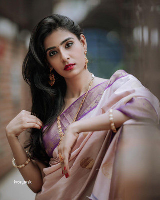het designer studio Self Design, Paisley, Digital Print, Blocked Printed, Woven, Graphic Print, Checkered Banarasi Jacquard, Art Silk Saree(Purple)