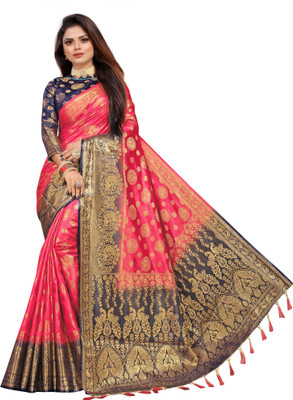 DHRUTI TEXTILES Woven Banarasi Cotton Silk Saree(Multicolor)