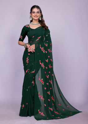 Apnisha Printed Bollywood Georgette Saree(Green)
