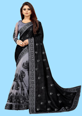 MURTHIRUPI Embellished Bollywood Net Saree(Black)