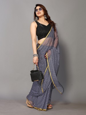 FABMORA Embellished, Printed Bollywood Chiffon Saree(Grey)