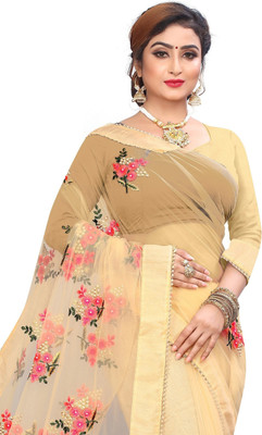 PATLANI STYLE Printed Bollywood Net Saree(Gold)