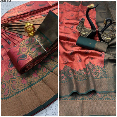 Muskan Collection Self Design Kanjivaram Georgette Saree(Magenta)