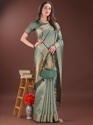 Tasrika Woven Banarasi Organza Saree(Green)