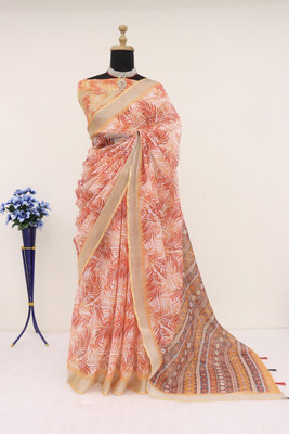 HouseOfCommon Floral Print Bollywood Linen Saree(Multicolor)