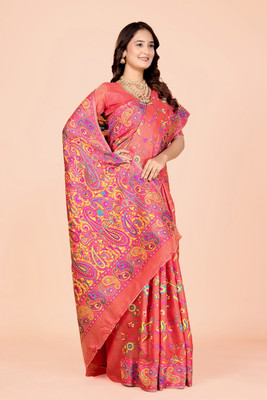 NEZAA EXPORT Woven Kanjivaram Pure Cotton Saree(Pink)