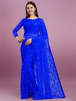 Croza Self Design Bollywood Net Saree(Multicolor)