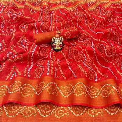 Saadhvi Woven Daily Wear Cotton Blend Saree(Red)