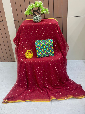HouseOfCommon Embellished Bollywood Polyester Saree(Maroon)