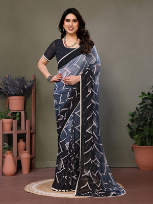 Divastri Embellished Bollywood Georgette, Silk Blend Saree(Grey)