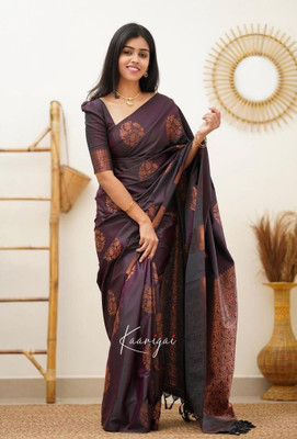 WILLMAKE Self Design Bollywood Jacquard, Art Silk Saree(Purple)