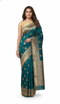 SHREE AMBAJI FASHION Woven Banarasi Pure Silk Saree(Blue)