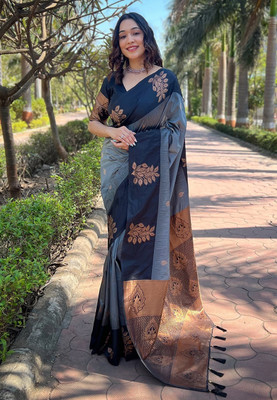 CENTURY CREATION Digital Print Banarasi Art Silk Saree(Grey)