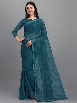 Suntex Self Design Bollywood Net Saree(Blue)