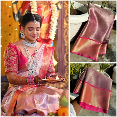 Dujjana Silk Saree Woven Kanjivaram Tissue Saree(Pink)