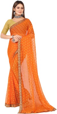 Aardiva Printed Bollywood Chiffon Saree(Orange)