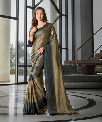 Divastri Striped Bollywood Georgette Saree(Black)