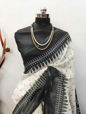 HouseOfCommon Self Design Kanjivaram Cotton Linen, Linen Saree(White)