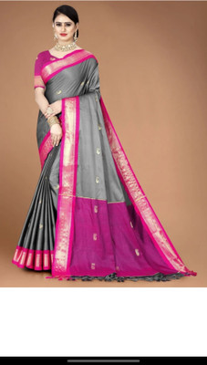 Mortal Textile Animal Print Assam Silk Cotton Silk Saree(Cream)