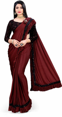 Julee Embellished Bollywood Lycra Blend Saree(Maroon)