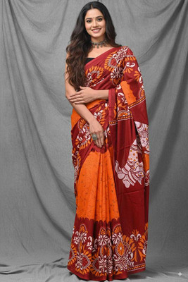 HG SAREES Printed Bollywood Mulmul Saree(Multicolor)
