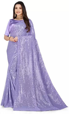 Suali Embellished Bollywood Georgette Saree(Purple)
