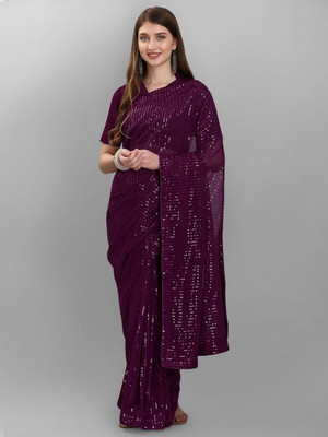 ROYAL WAVESS Printed Bollywood Georgette Saree(Maroon)