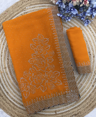 ZOYAL ENTERPRISE Embroidered Bollywood Organza Saree(Orange)