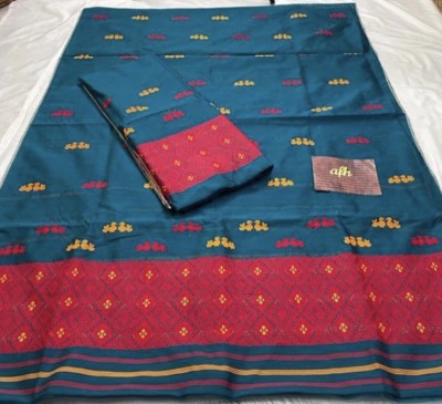 Zilova Woven Mekhela Chador Cotton Blend Saree(Blue)