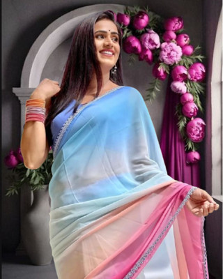 Jayu Striped Leheria Georgette Saree(Multicolor)