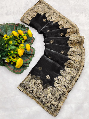 NIRMOHIFASHION Embroidered Bollywood Jimmy choo Saree(Black)