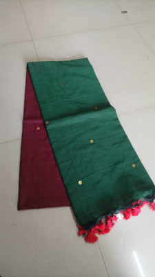 Hiya saree And Punjabi house Solid/Plain Handloom Cotton Blend Saree(Black)