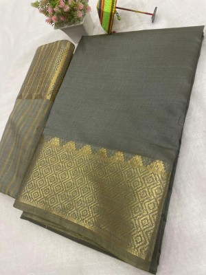 GYN Woven Kanjivaram Pure Silk, Cotton Silk Saree(Grey)