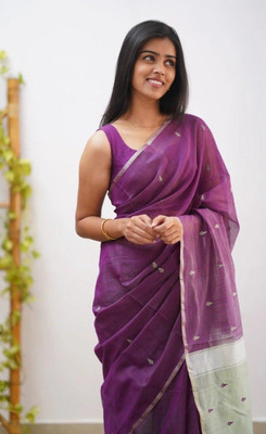 Madhav Creation Woven Banarasi Cotton Silk Saree(Maroon)