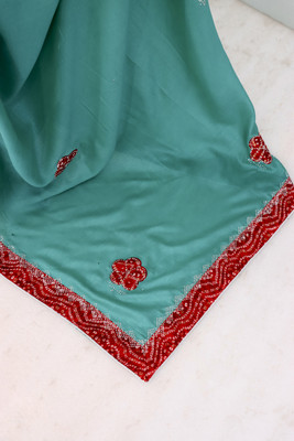 EthnicAura Embroidered Bollywood Silk Blend Saree(Light Blue)