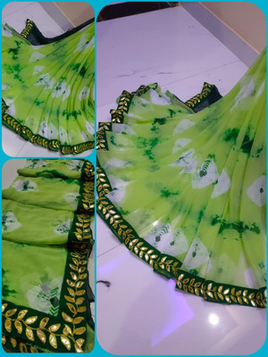 NeeLKANTH ENTERPRISE Self Design, Hand Painted, Embroidered, Geometric Print, Polka Print Bandhani Chiffon Saree(Green)