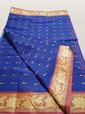 Dutta Printed Tant Pure Cotton Saree(Blue)